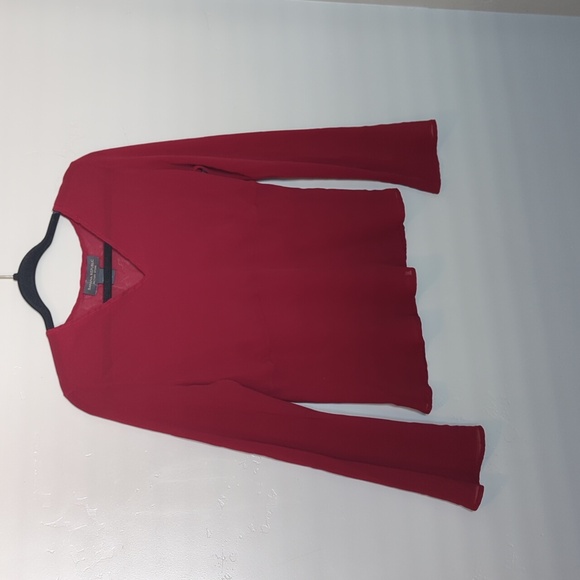 Banana Republic Factory Store Maroon Chiffon Long Sleeve Shirt‎ L - Picture 2 of 4